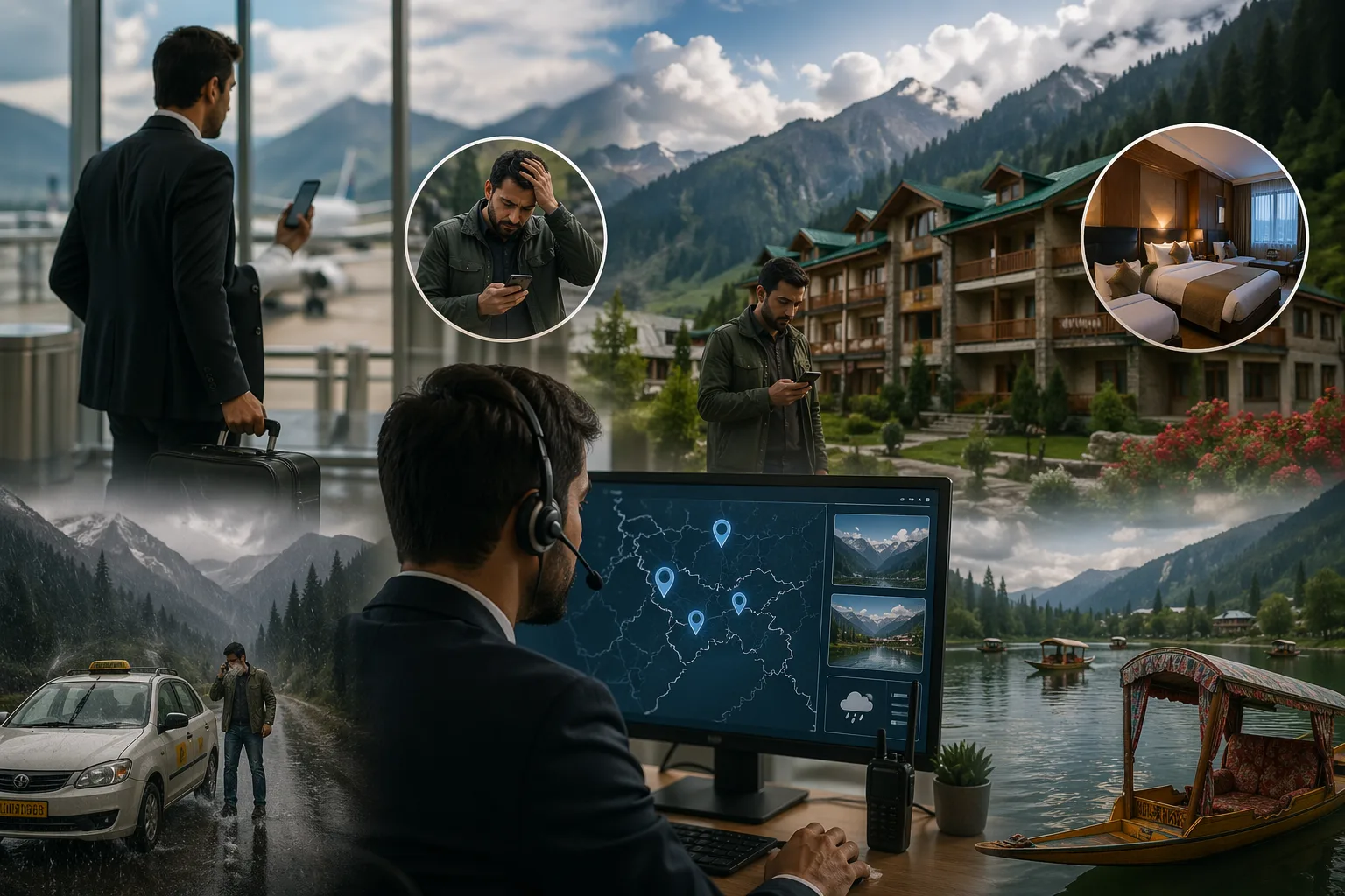 Travel challenges in Kashmir showing issues with transport, hotels, and coordination handled by a Kashmir DMC company