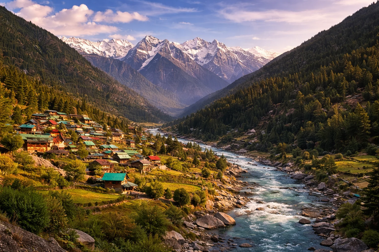 Sangla valley in Kinnaur with the Baspa river