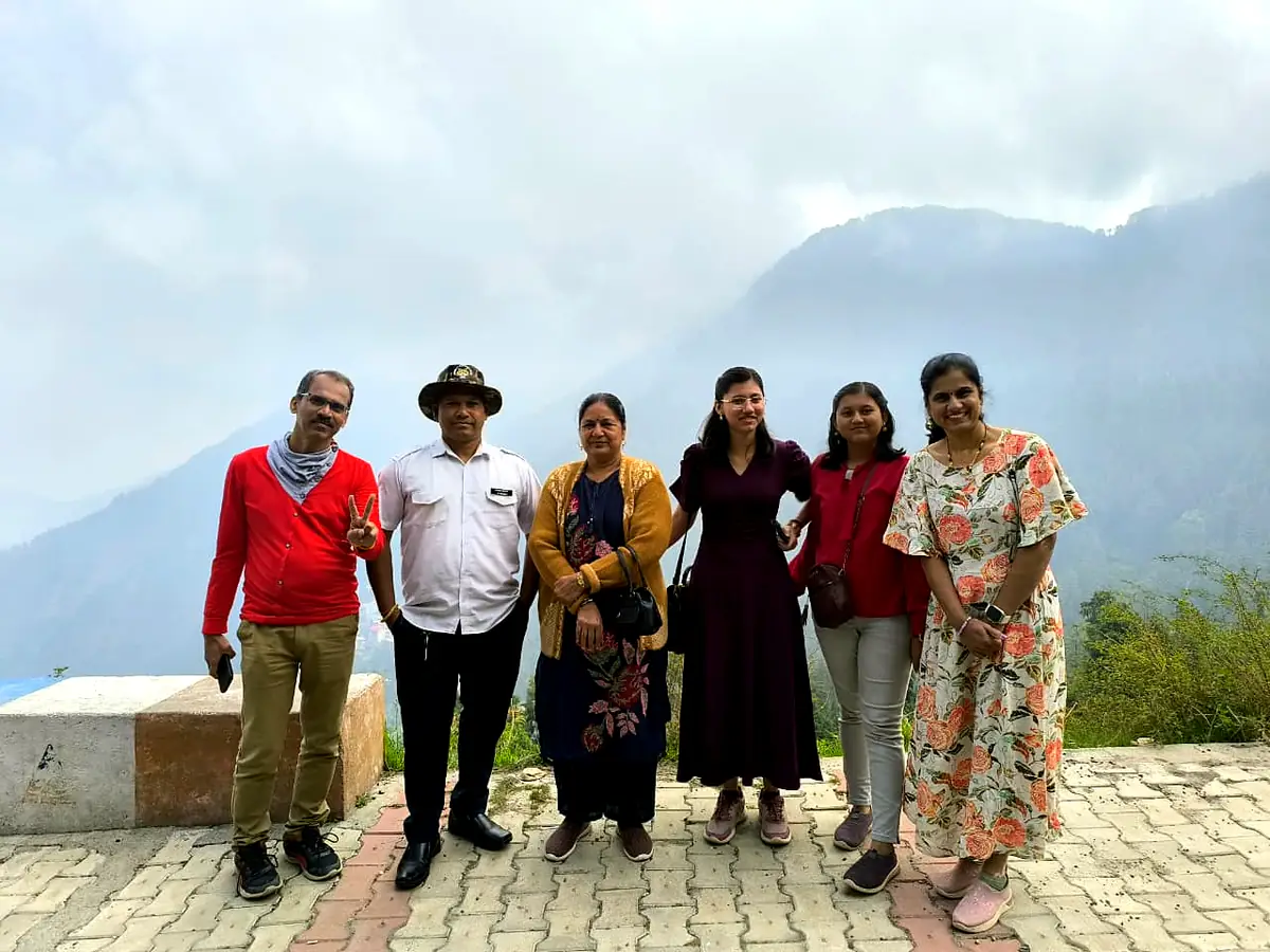 A family on a Suzu Travels trip in the Himachal hills