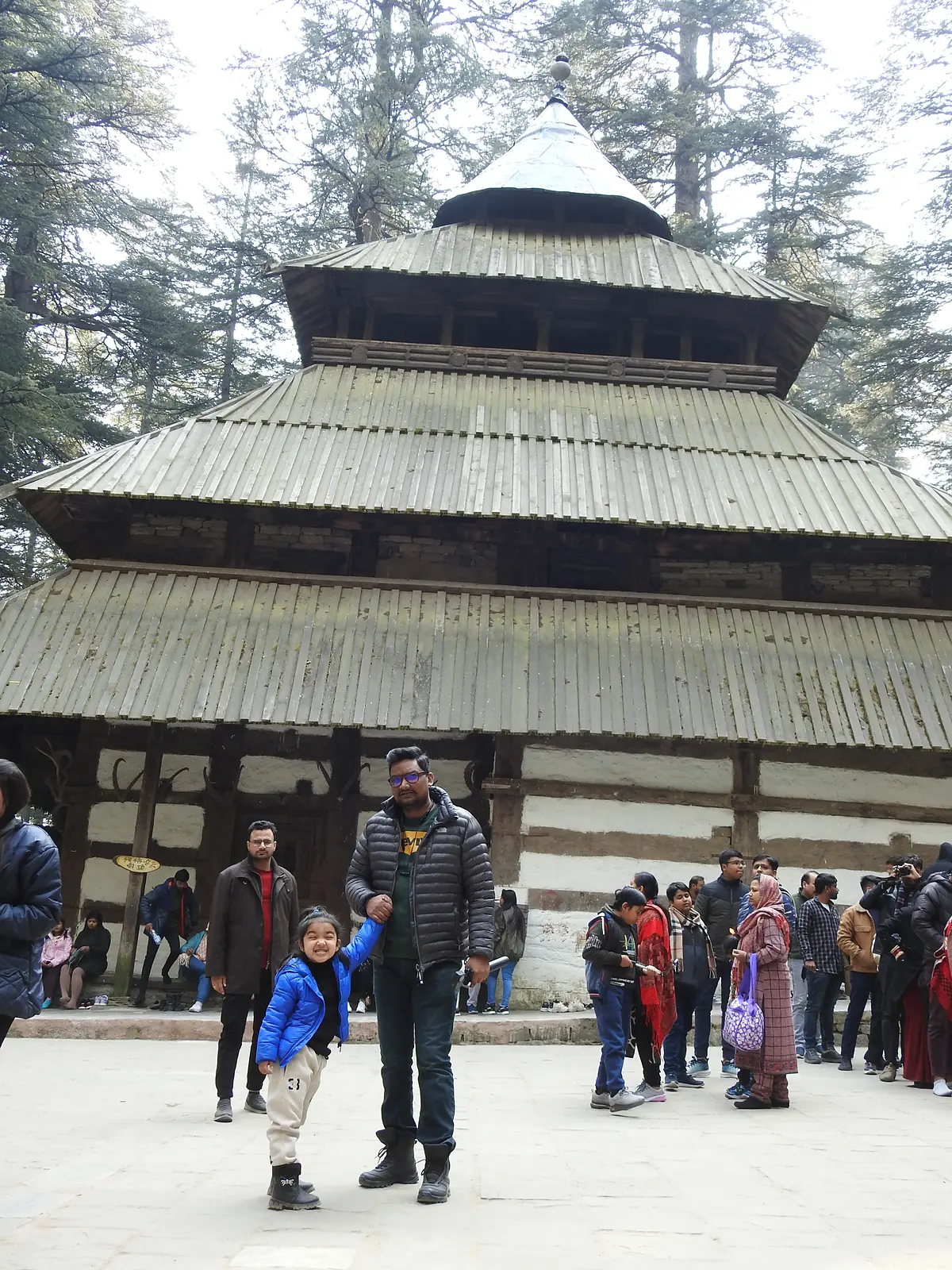 Hadimba Devi Temple in Manali with visiting tourists