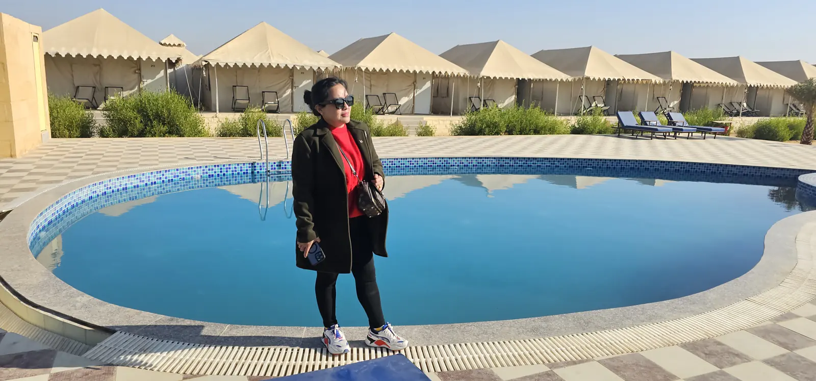Desert camp swimming pool in Jaisalmer