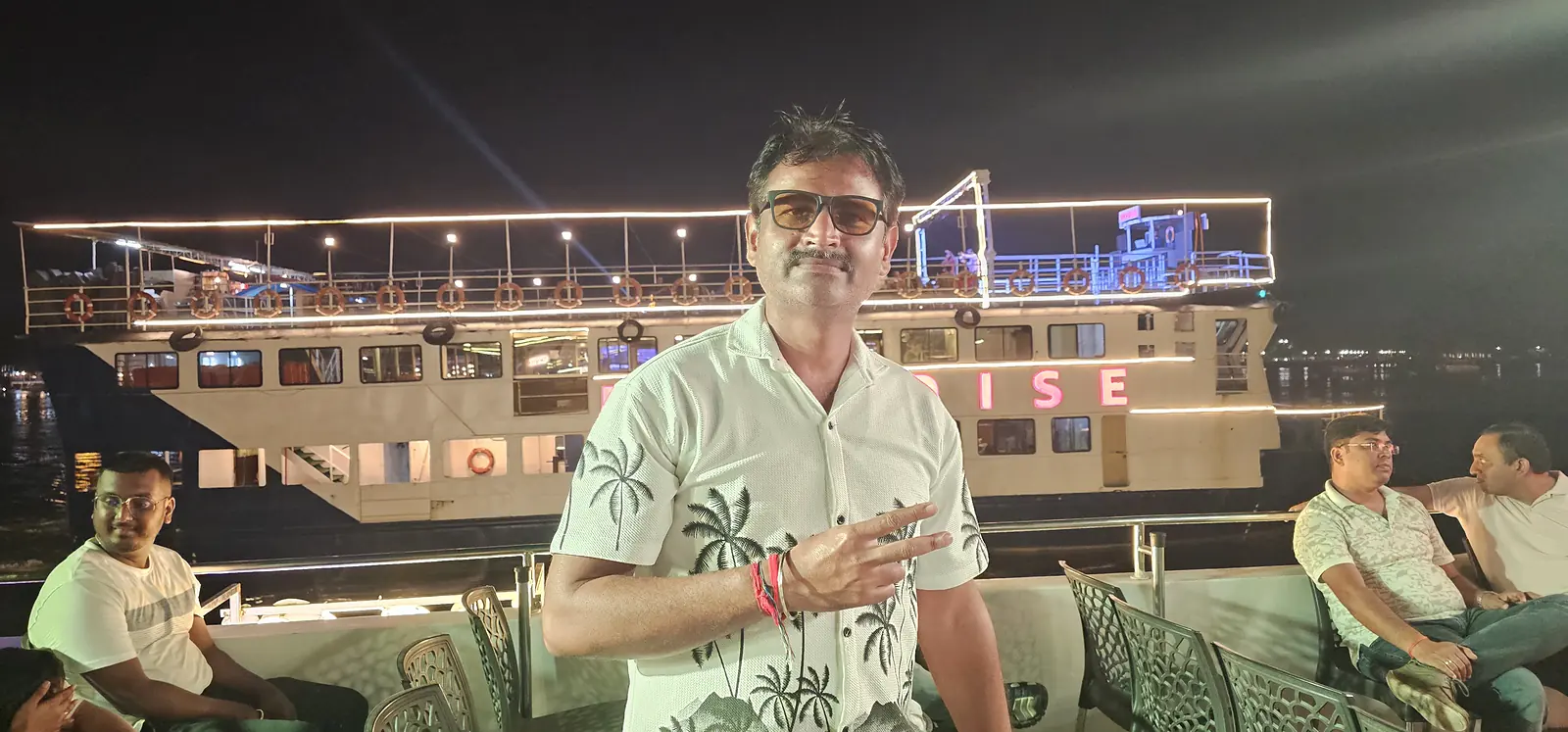 Traveller on a Mandovi river cruise in Panaji, Goa