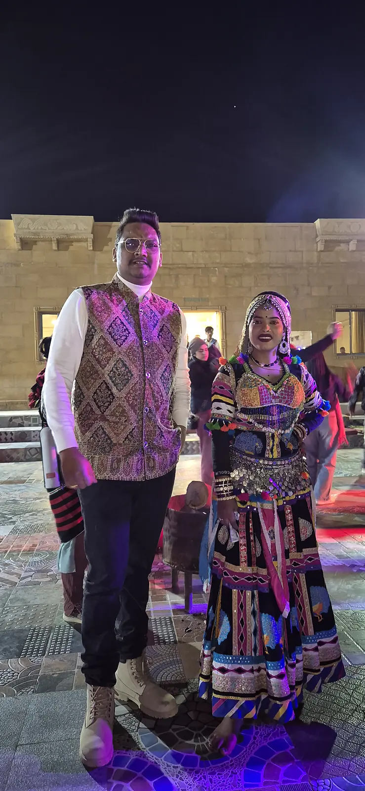 Rajasthani folk dancer at a desert camp night