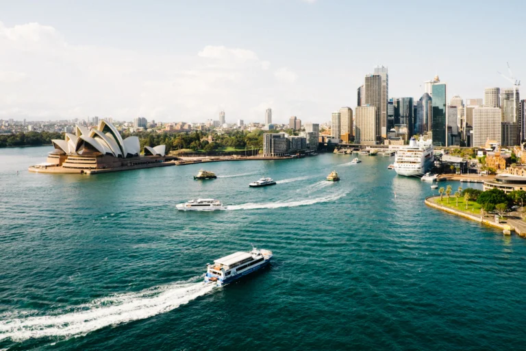 suzu abroad australia Sydney Opera House and harbour with ferries, Sydney