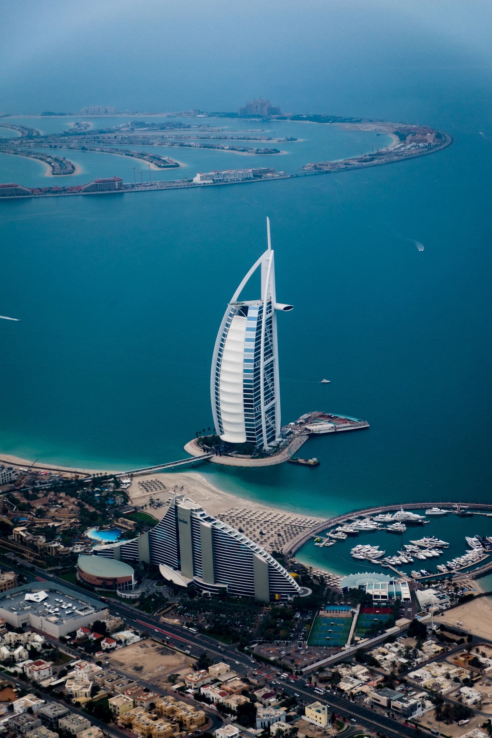 suzu abroad dubai burj al arab aerial Aerial view of the Burj Al Arab hotel on the Jumeirah coast, Dubai
