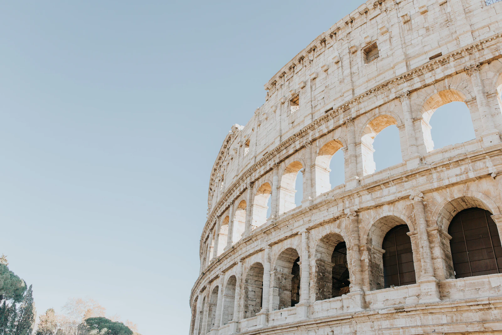 suzu abroad europe rome colosseum Arches of the Colosseum against a clear sky, Rome, Italy