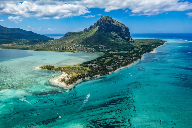 suzu abroad mauritius Le Morne peninsula and lagoon, Mauritius, from the air
