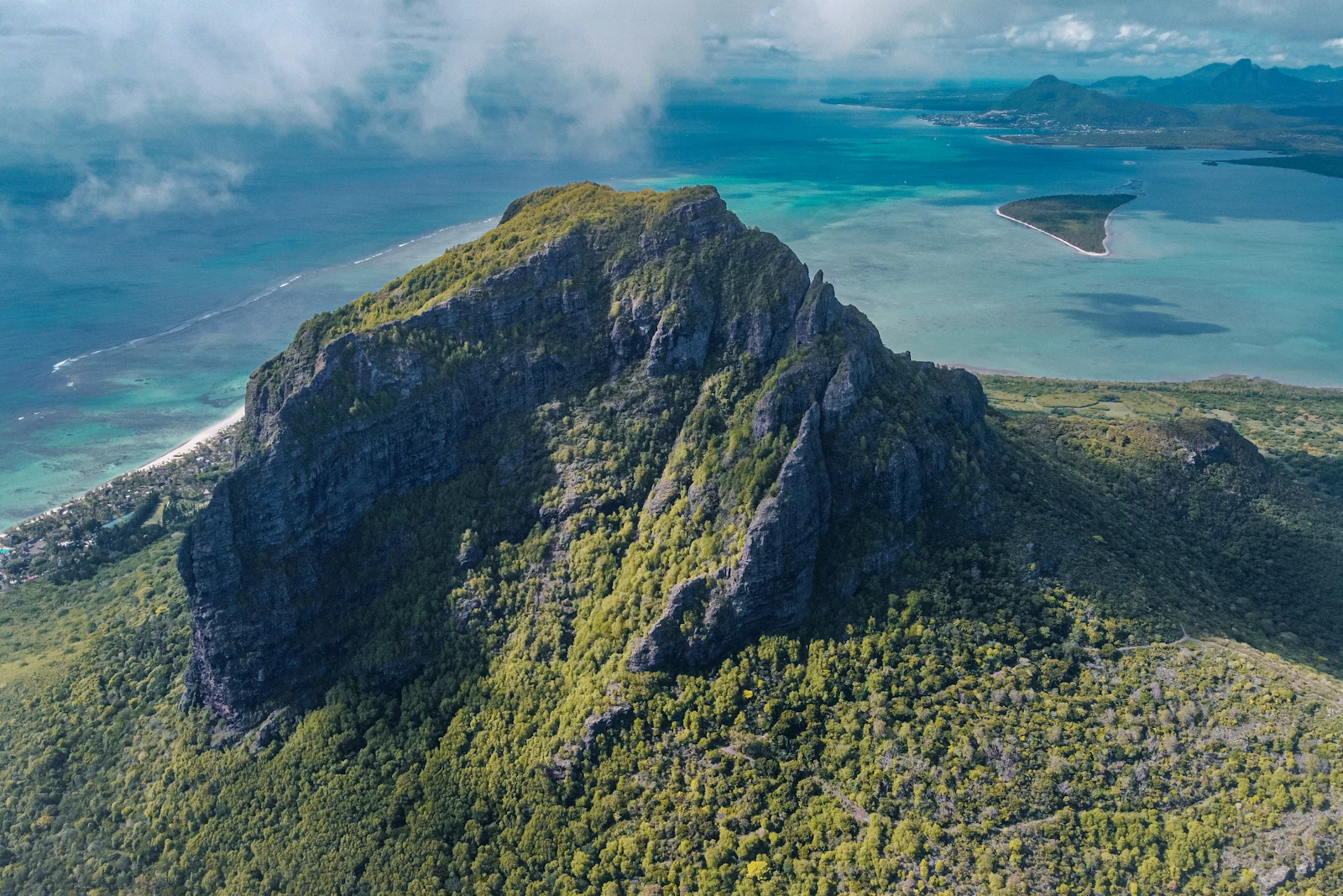 suzu abroad mauritius le morne brabant Le Morne Brabant mountain from the air, with the lagoon and coast behind, Mauritius