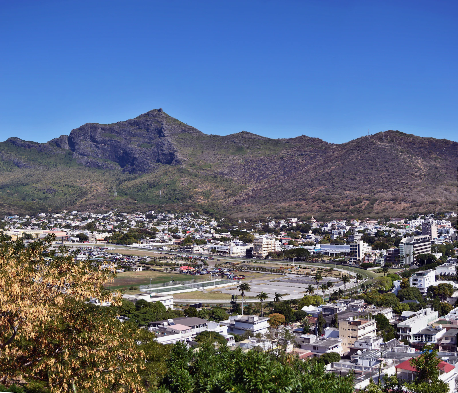 suzu abroad mauritius port louis Port Louis and the Champ de Mars below a mountain range, Mauritius