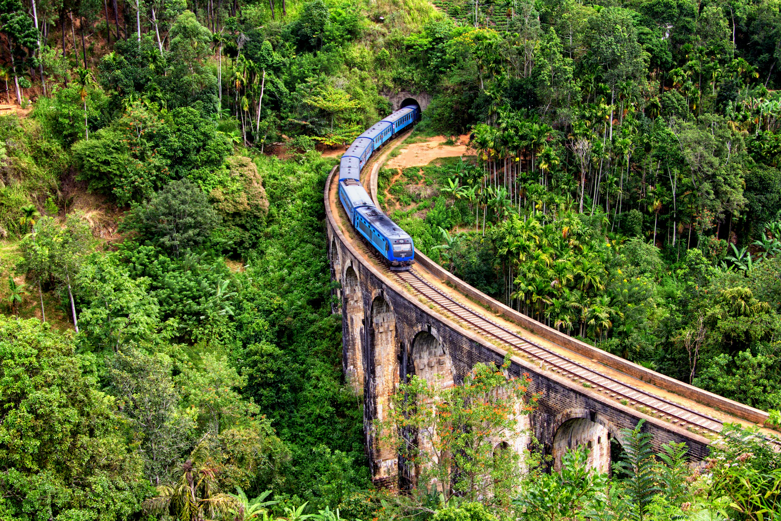 suzu abroad srilanka 1 Blue train crossing the Nine Arch Bridge, Ella, Sri Lanka