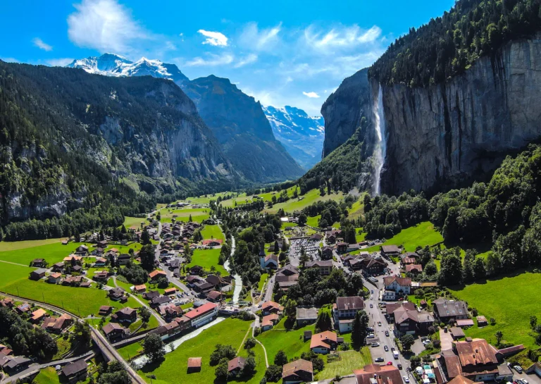 suzu abroad switzerland Lauterbrunnen valley and Staubbach Falls, Switzerland